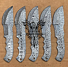 Load image into Gallery viewer, Lot of 5 Damascus Steel Blank Blade Knife For Knife Making Supplies (SU-173)
