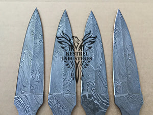 Lot of 4 Damascus Steel Blank Blade Knife For Knife Making Supplies (SU-158)