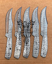 Load image into Gallery viewer, Lot of 5 Custom Handmade Damascus Steel Blank Blade Knife For Knife Making Supplies (SU-152)
