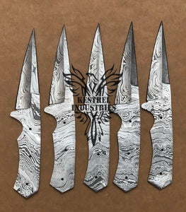 Lot of 5 Custom Handmade Damascus Steel Blank Blade Knife For Knife Making Supplies (SU-133)