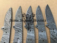 Load image into Gallery viewer, Lot of 5 Damascus Steel Blank Blade Knife For Knife Making Supplies (SU-190)
