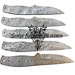 Lot of 5 Damascus Steel Blank Blade Knife For Knife Making Supplies (SU-199)