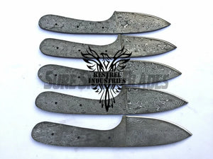 Lot of 5 Damascus Steel Blank Blade Knife For Knife Making Supplies (SU-191)