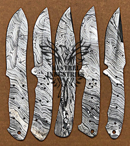 Lot of 5 Custom Handmade Damascus Steel Blank Blade Knife For Knife Making Supplies (SU-121)