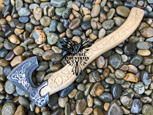 Custom Handmade Carbon Steel Viking Axe with Ash Wood Handle (VA-123)