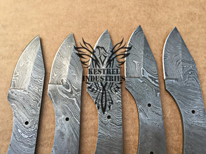 Lot of 5 Custom Handmade Damascus Steel Blank Blade Knife For Knife Making Supplies (SU-145)