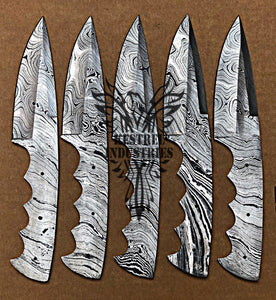 Lot of 5 Custom Handmade Damascus Steel Blank Blade Knife For Knife Making Supplies (SU-120)