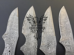 Lot of 4 Damascus Steel Blank Blade Knife For Knife Making Supplies (SU-159)