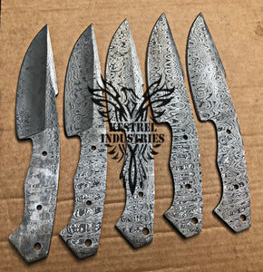 Lot of 5 Damascus Steel Blank Blade Knife For Knife Making Supplies (SU-179)