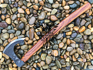 Custom Handmade Carbon Steel Viking Axe with Rose Wood Handle (VA-125)