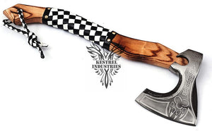 Custom Handmade Carbon Steel Viking Axe with Ash Wood Handle (VA-134)