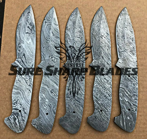 Lot of 5 Damascus Steel Blank Blade Knife For Knife Making Supplies (SU-185)