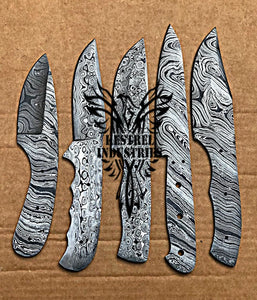 Lot of 5 Damascus Steel Blank Blade Knife For Knife Making Supplies (SU-167)