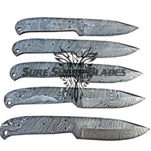 Load image into Gallery viewer, Lot of 5 Damascus Steel Blank Blade Knife For Knife Making Supplies (SU-182)
