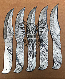 Lot of 5 Damascus Steel Blank Blade Knife For Knife Making Supplies (SU-102)