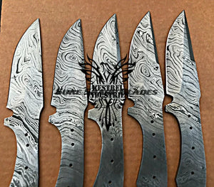 Lot of 5 Damascus Steel Blank Blade Knife For Knife Making Supplies (SU-204)