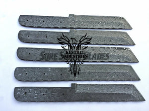 Lot of 5 Damascus Steel Blank Blade Tanto Knife For Knife Making Supplies (SU-202)