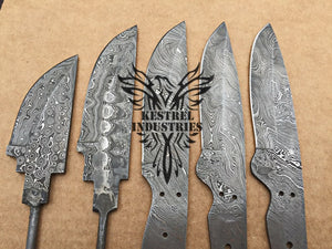 Lot of 5 Custom Handmade Damascus Steel Blank Blade Knife For Knife Making Supplies (SU-141)