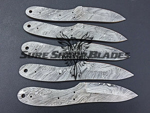 Lot of 5 Damascus Steel Blank Blade Knife For Knife Making Supplies (SU-186)