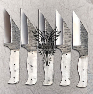 Lot of 5 Custom Handmade 1095 Carbon Steel Blank Blade Knife For Knife Making Supplies (KI-CSB-101)