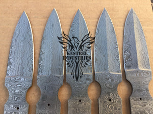 Lot of 5 Custom Handmade Damascus Steel Blank Blade Knife For Knife Making Supplies (SU-132)