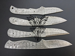 Lot of 4 Damascus Steel Blank Blade Knife For Knife Making Supplies (SU-159)