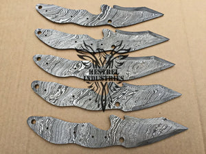 Lot of 5 Damascus Steel Blank Blade Knife For Knife Making Supplies (SU-162)