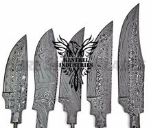 Load image into Gallery viewer, Lot of 5 Damascus Steel Blank Blade Knife For Knife Making Supplies (SU-193)
