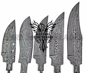 Lot of 5 Damascus Steel Blank Blade Knife For Knife Making Supplies (SU-193)