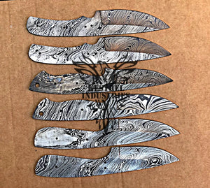 Lot of 6 Custom Handmade Damascus Steel Blank Blade Knife For Knife Making Supplies (SU-155)