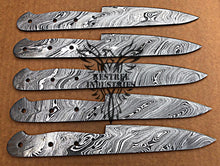 Load image into Gallery viewer, Lot of 5 Custom Handmade Damascus Steel Blank Blade Knife For Knife Making Supplies (SU-117)
