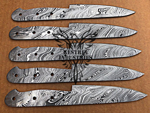 Lot of 5 Custom Handmade Damascus Steel Blank Blade Knife For Knife Making Supplies (SU-117)