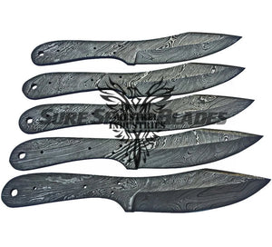 Lot of 5 Damascus Steel Blank Blade Knife For Knife Making Supplies (SU-181)