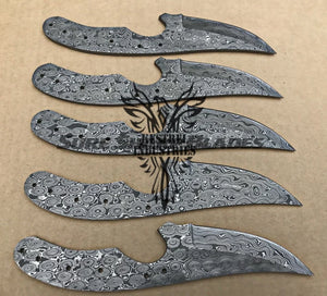 Lot of 5 Damascus Steel Blank Blade Knife For Knife Making Supplies (SU-187)