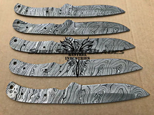 Lot of 5 Damascus Steel Blank Blade Knife For Knife Making Supplies (SU-210)