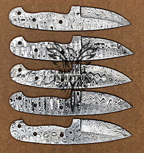 Lot of 5 Custom Handmade Damascus Steel Blank Blade Knife For Knife Making Supplies (SU-123)