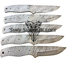 Load image into Gallery viewer, Lot of 5 Damascus Steel Blank Blade Knife For Knife Making Supplies (SU-199)
