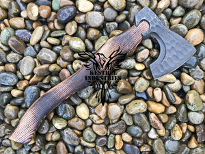 Custom Handmade Carbon Steel Viking Axe with Rose Wood Handle (VA-113)