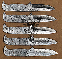 Load image into Gallery viewer, Lot of 5 Custom Handmade Damascus Steel Blank Blade Knife For Knife Making Supplies (SU-122)
