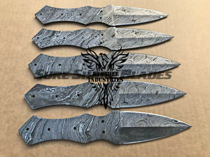 Lot of 5 Damascus Steel Blank Blade Knife For Knife Making Supplies (SU-197)