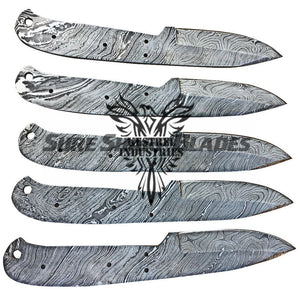 Lot of 5 Damascus Steel Blank Blade Knife For Knife Making Supplies (SU-182)