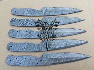 Lot of 5 Damascus Steel Blank Blade Knife For Knife Making Supplies (SU-160)