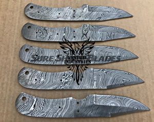 Lot of 5 Damascus Steel Blank Blade Knife For Knife Making Supplies (SU-200)