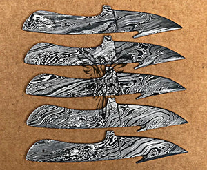 Lot of 5 Damascus Steel Blank Blade Knife For Knife Making Supplies (SU-169)