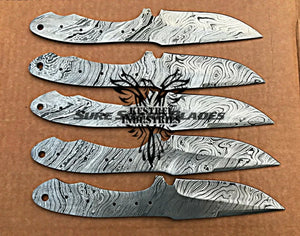 Lot of 5 Damascus Steel Blank Blade Knife For Knife Making Supplies (SU-204)