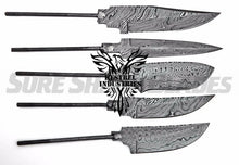 Load image into Gallery viewer, Lot of 5 Damascus Steel Blank Blade Knife For Knife Making Supplies (SU-208)
