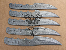 Load image into Gallery viewer, Lot of 5 Custom Handmade Damascus Steel Blank Blade Knife For Knife Making Supplies (SU-147)
