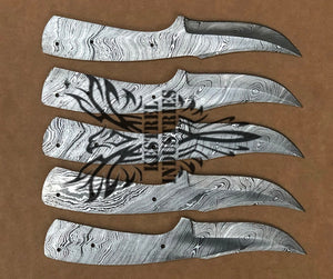 Lot of 5 Custom Handmade Damascus Steel Blank Blade Knife For Knife Making Supplies (SU-125)