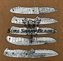 Load image into Gallery viewer, Lot of 5 Damascus Steel Blank Blade Knife For Knife Making Supplies (SU-189)
