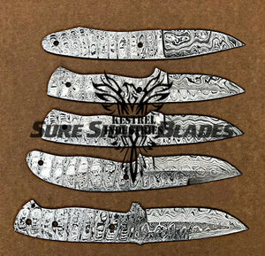 Lot of 5 Damascus Steel Blank Blade Knife For Knife Making Supplies (SU-189)